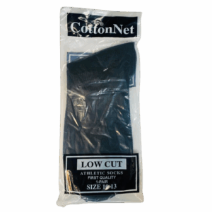 COTTON NET ATHLETIC SOCKS BLACK | 12 CT
