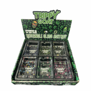 TRIPPY GOAT RECTANGLE GLASS ASHTRAY | ASH231-CT | 6 CT